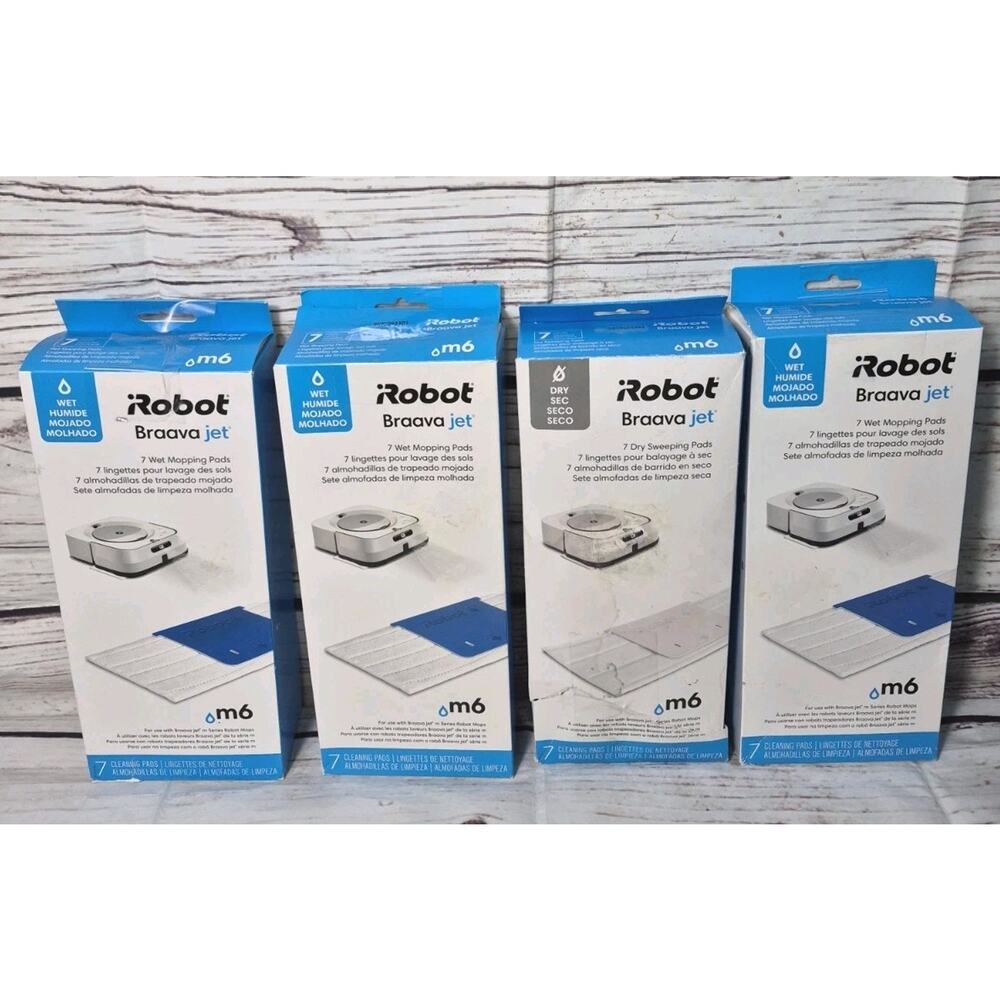 iRobot Braava Jet M6 Series Robot Wet Mop Cleaning Pads 4 Boxes (28 Pads Total)